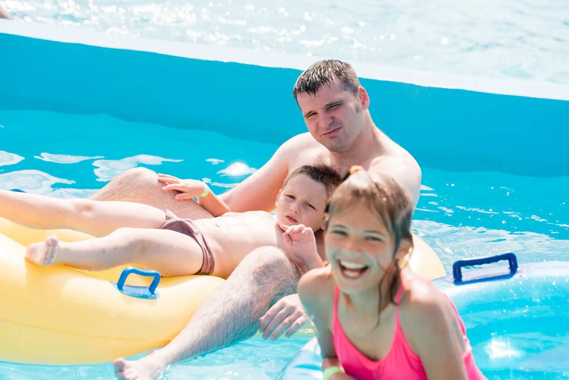 children in the water park